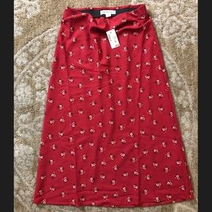 NEW Aeropostale Red floral Midi Skirt (XS)